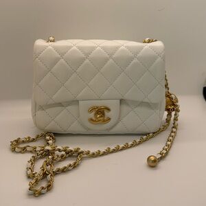 Genuine leather white purse